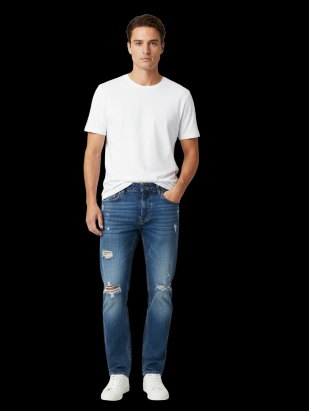 "Aeropostale" Med Wash Distressed Essex Straight Leg Jeans 34/34
